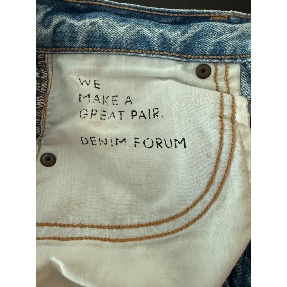 Denim Forum The BF High Rise Loose Distressed Jeans Light Wash Blue 27X28 - Picture 9 of 15